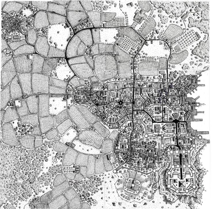 I have finished 12 tiles in my "Jerry-style" worldbuilding project (building a world/map one tile at a time) - here it is so far